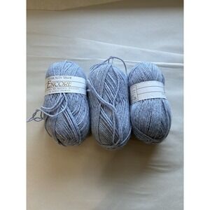 plymouth encore worsted yarn Lot Of 3 Baby Blue Wool/acrylic Blend